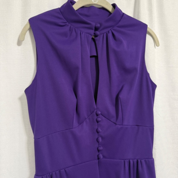 Vintage 60's Lou Ette Purple Keyhole Open Front Maxi with Micro Shorts Size M - Picture 2 of 15